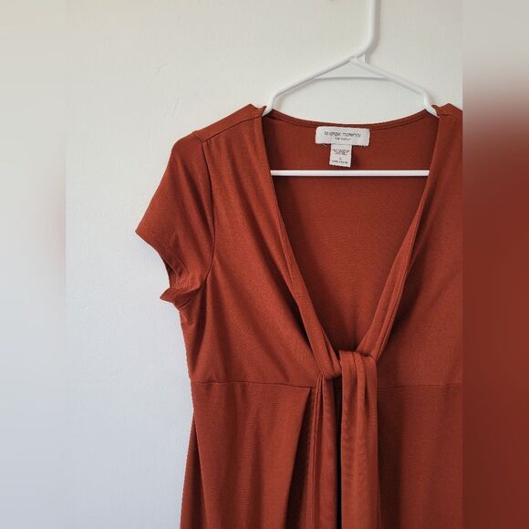 Liz Lange Maternity Dress Burnt Orange Wrap Jersey Midi Comfy Pregnancy Small - Picture 7 of 8